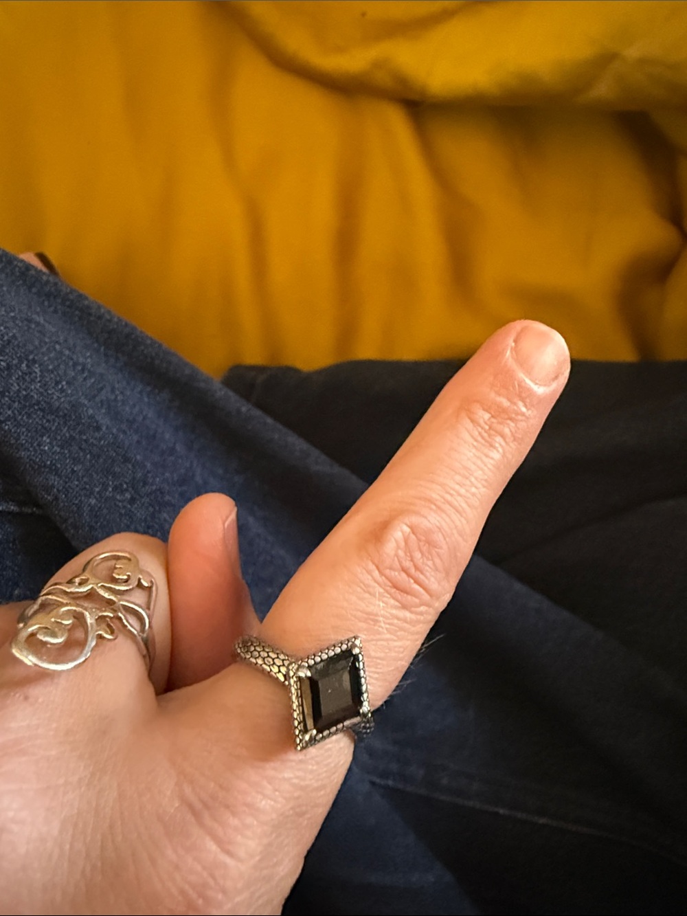 Sterling Silver Snake skin sterling silver black diamond statement ring
